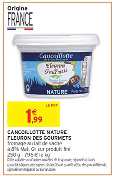 CANCOILLOTTE NATURE FLEURON DES GOURMETS