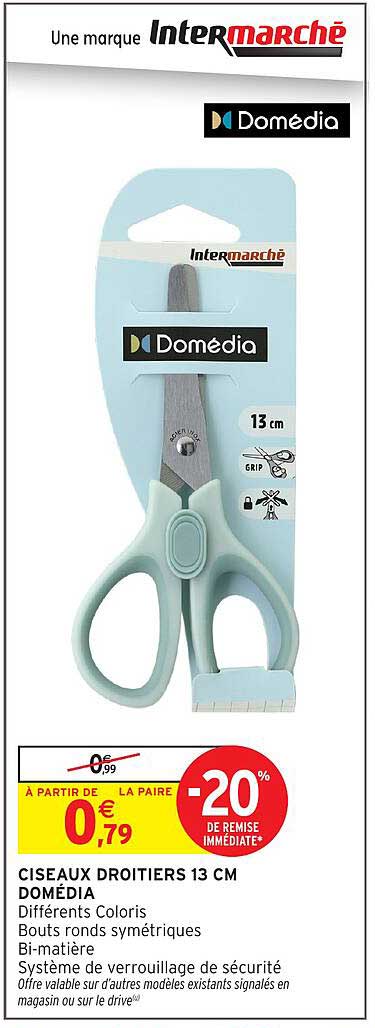 CISEAUX DROITIERS 13 CM DOMEDIA