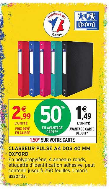 CLASSEUR PULSE A4 DOS 40 MM OXFORD