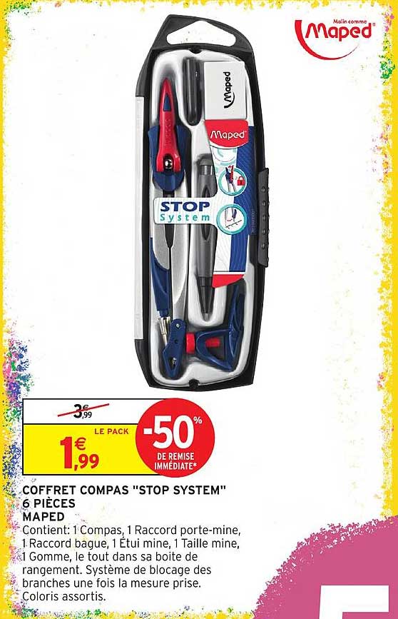 COFFRET COMPAS "STOP SYSTEM" 6 PIÈCES MAPED