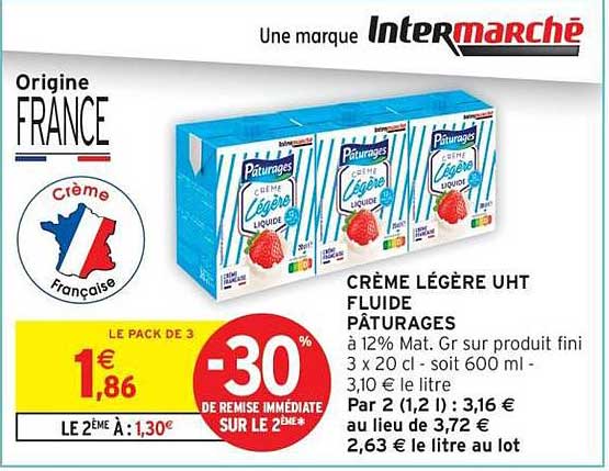 CRÈME LÈGÈRE UHT FLUIDE PÂTURAGES