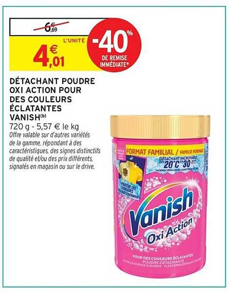 DÉTACHANT POUDRE OXI ACTION POUR DES COULEURS ÉCLATANTES VANISH(b)