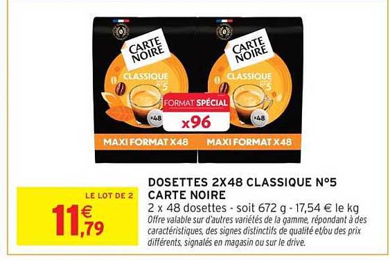 DOSETTES 2X48 CLASSIQUE N°5 CARTE NOIRE