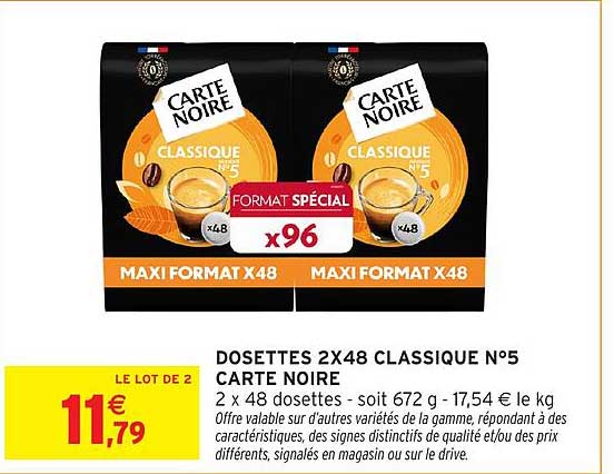 DOSETTES 2X48 CLASSIQUE N°5 CARTE NOIRE
