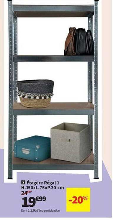 Étagère RégaL 1 H.150xL.75xP.30 cm