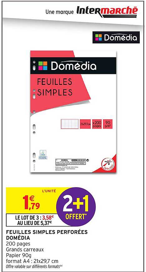 FEUILLES SIMPLES PERFORÉES DOMÉDIA
