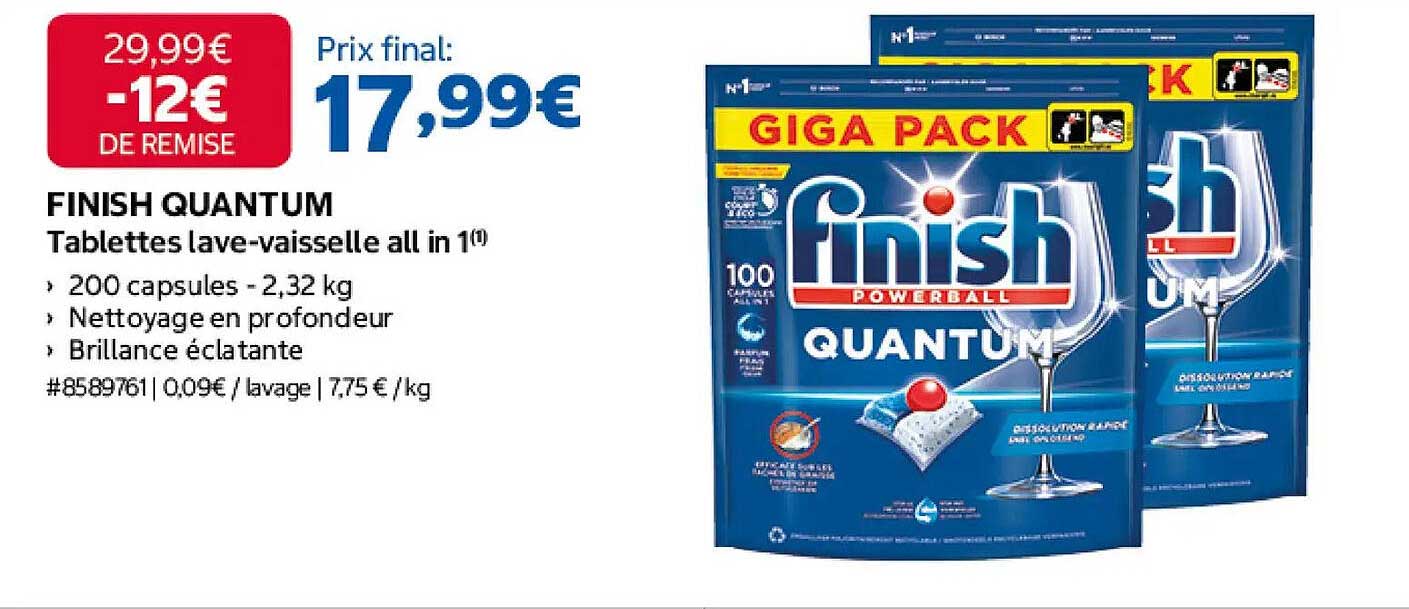 FINISH QUANTUM Tablettes lave-vaisselle all in 1