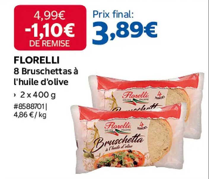 FLORELLI 8 Bruschettas à l'huile d'olive