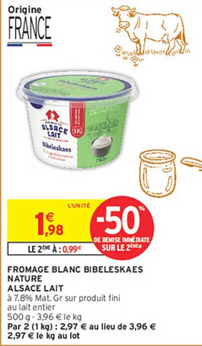 FROMAGE BLANC BIBLESKAES NATURE ALSACE LAIT