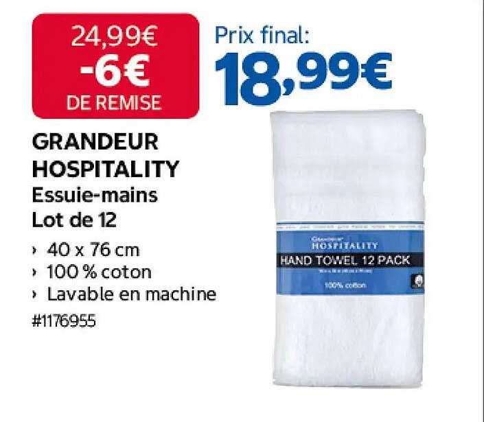 GRANDEUR HOSPITALITY Essuie-mains Lot de 12
