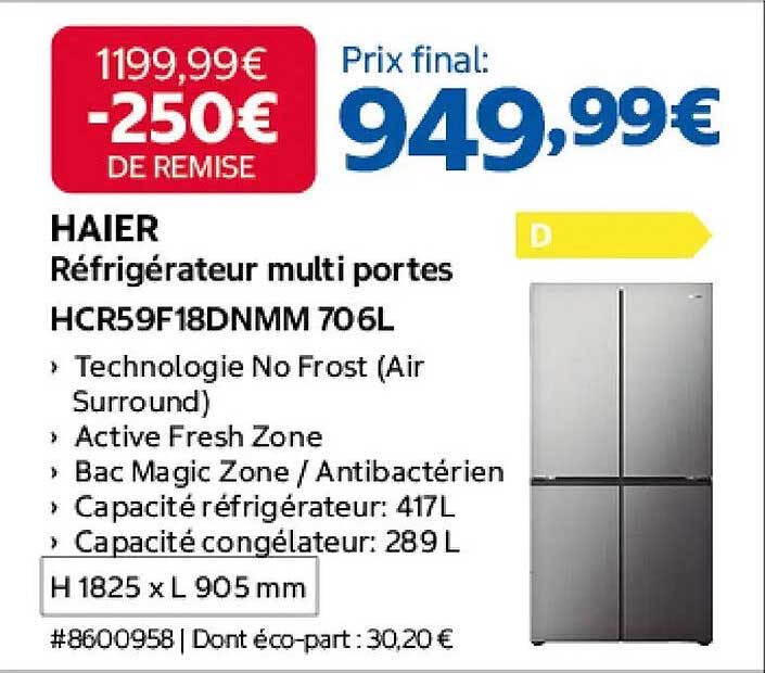 HAIER Réfrigérateur multi portes HCR59F18DNMM 706L