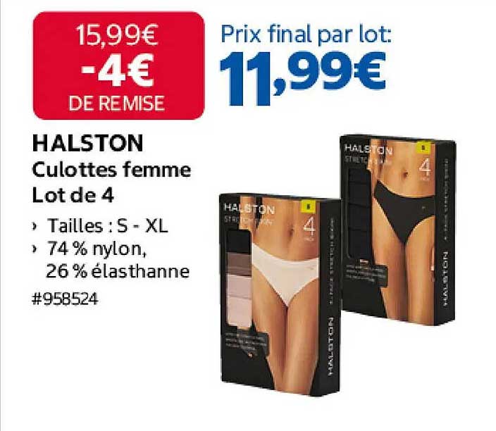 HALSTON Culottes femme Lot de 4