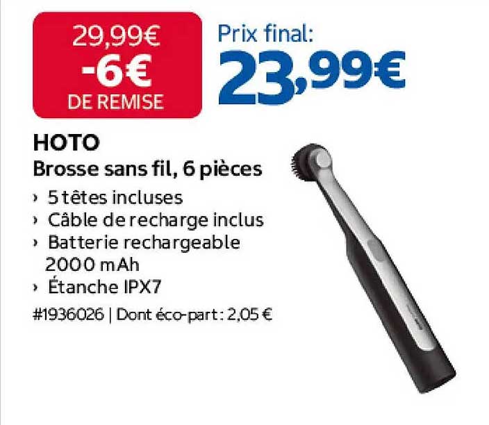 HOTO Brosse sans fil, 6 pièces