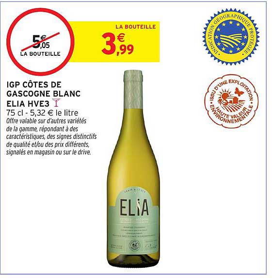 IGP CÔTES DE GASCOGNE BLANC ELIA HVE3