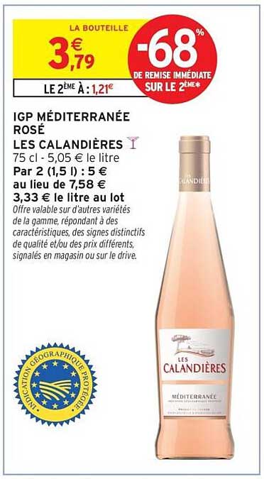 IGP MÉDITERRANÉE ROSÉ LES CALANDIÈRES