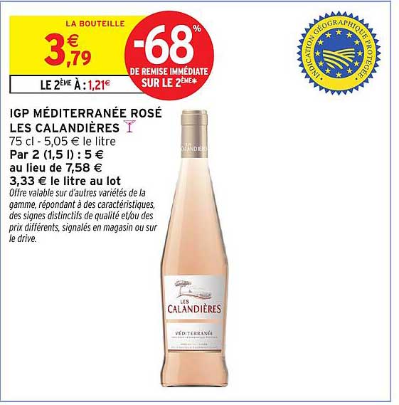 IGP MÉDITERRANÉE ROSÉ LES CALANDIÈRES