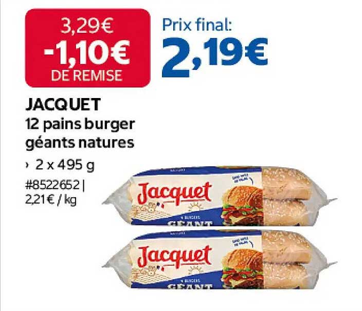 JACQUET 12 pains burger géants natures
