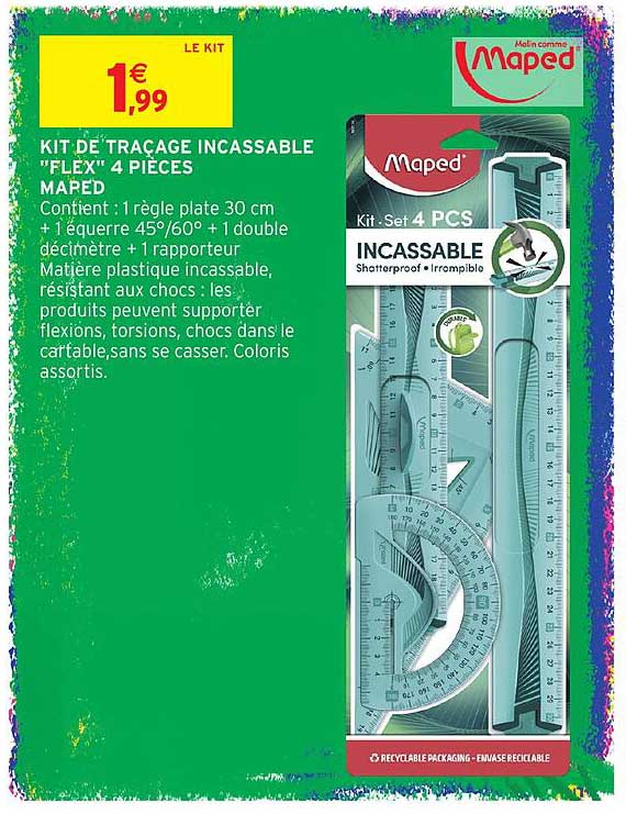KIT DE TRAÇAGE INCASSABLE “FLEX” 4 PIÈCES MAPED