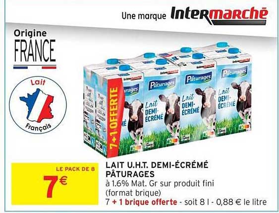LAIT U.H.T. DEMI-ÉCRÉMÉ PÂTURAGES