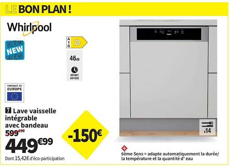 Lave vaisselle intégrable avec bandeau