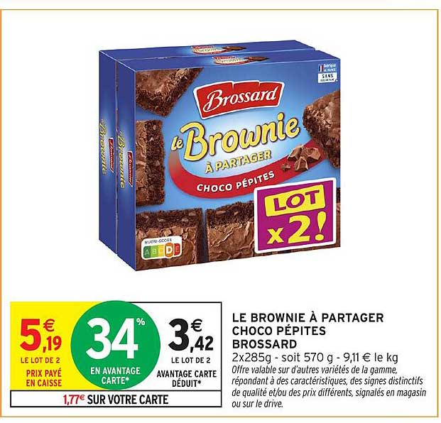 LE BROWNIE À PARTAGER CHOCO PÉPITES BROSSARD