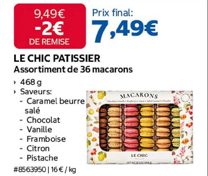 LE CHIC PATISSIER Assortiment de 36 macarons
