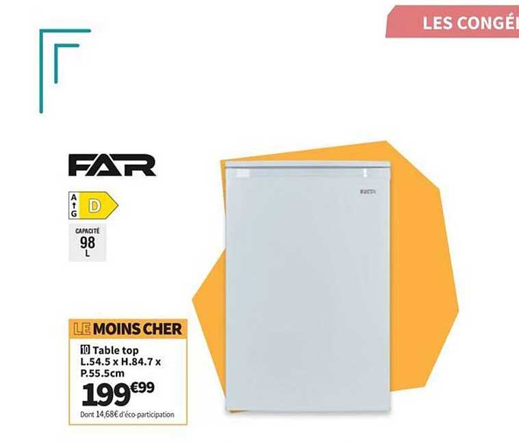 LE MOINS CHER 10 Table top L.54.5 x H.84.7 x P.55.5cm