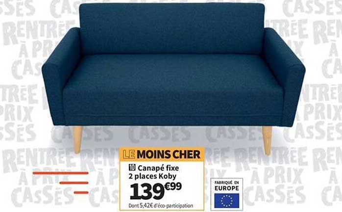 LE MOINS CHER Canapé fixe 2 places Koby