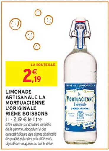 LIMONADE ARTISANALE LA MORTUACIENNE L’ORIGINALE RIEME BOISSONS