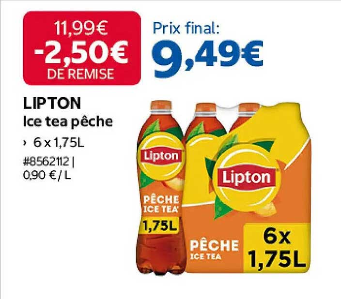 LIPTON Ice tea pêche 6 x 1,75L