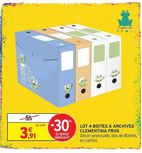 LOT 4 BOITES À ARCHIVES CLEMENTINA FROG