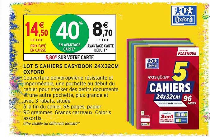 LOT 5 CAHIERS EASYBOOK 24X32CM OXFORD