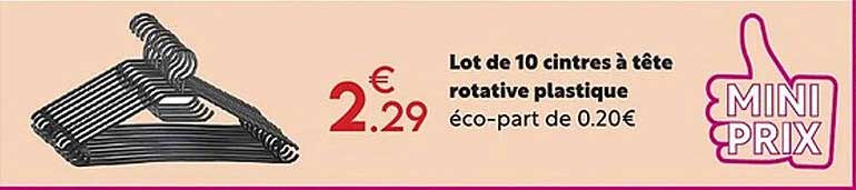 Lot de 10 cintres à tête rotative plastique