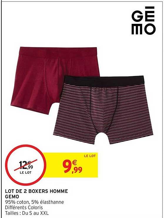 LOT DE 2 BOXERS HOMME GEMO