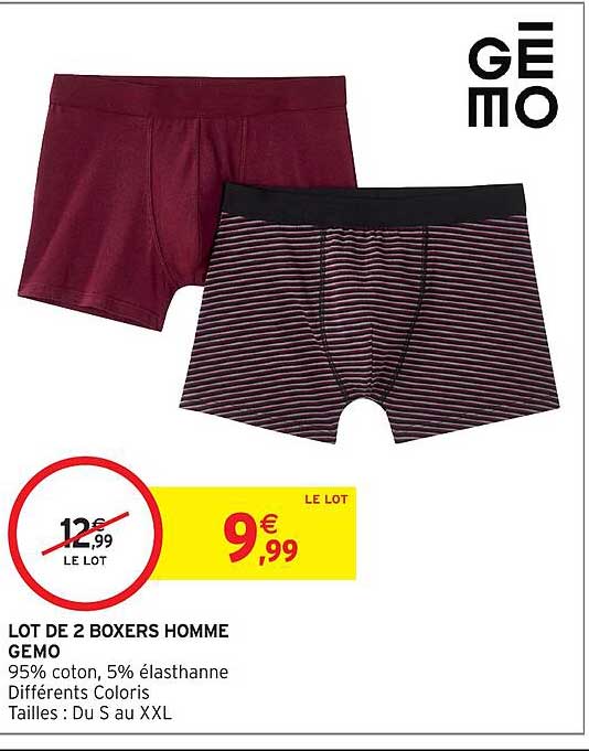 LOT DE 2 BOXERS HOMME GEMO