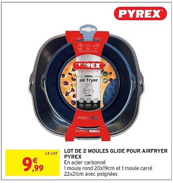 LOT DE 2 MOULES GLIDE POUR AIRFRYER PYREX