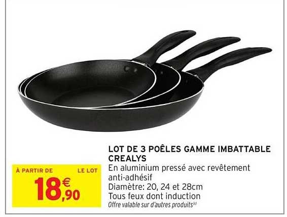 LOT DE 3 POÊLES GAMME IMBATTABLE CREALYS