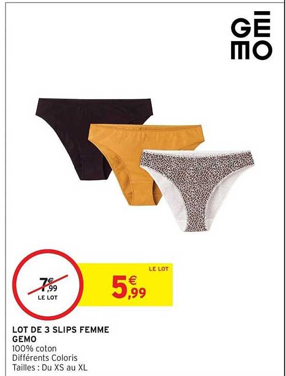 LOT DE 3 SLIPS FEMME GEMO