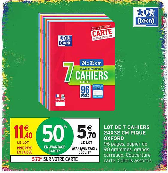 LOT DE 7 CAHIERS 24X32 CM PIQUE OXFORD