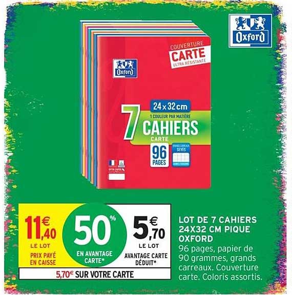 LOT DE 7 CAHIERS 24X32 CM PIQUE OXFORD