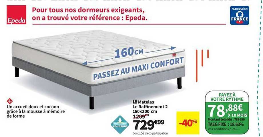 Matelas Le Raffinement 2 160x200 cm