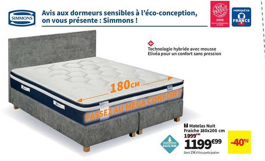 Matelas Nuit Fraiche 180x200 cm
