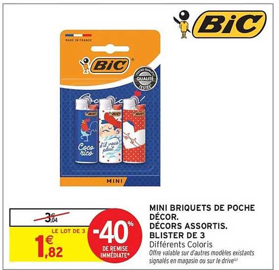 MINI BRIQUETS DE POCHE DÉCOR. DÉCORS ASSORTIS. BLISTER DE 3