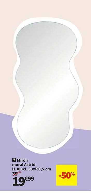 Miroir mural Astrid H.100xL.50xP.0,5 cm