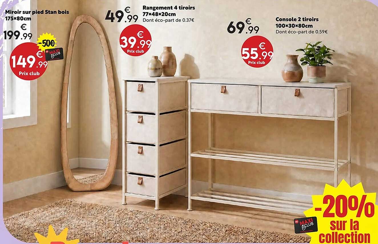 Miroir sur pied Stan bois 175x80cm