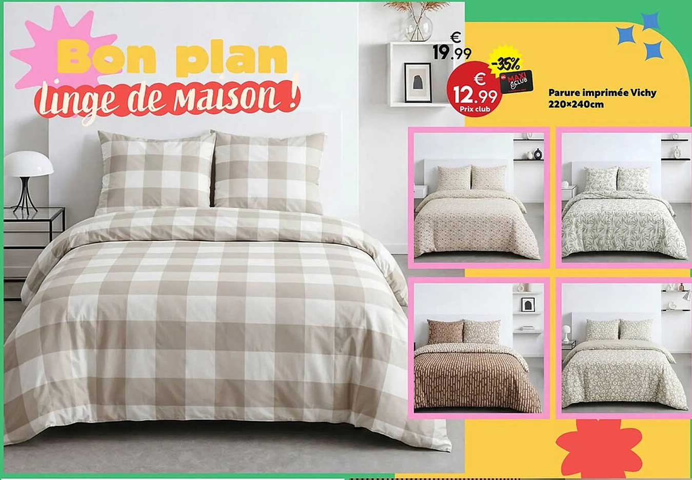 Parure imprimée Vichy 220*240cm