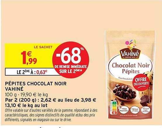 PÉPITES CHOCOLAT NOIR VAHINÉ