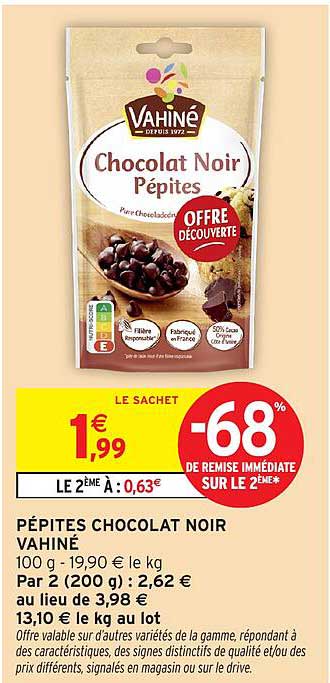 PÉPITES CHOCOLAT NOIR VAHINÉ
