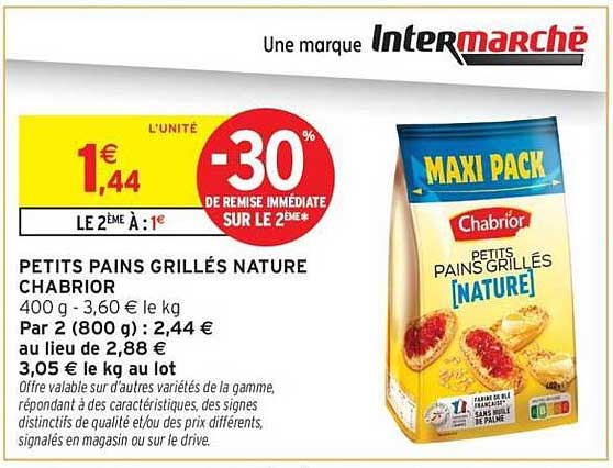 PETITS PAINS GRILLÉS NATURE CHABRIOR