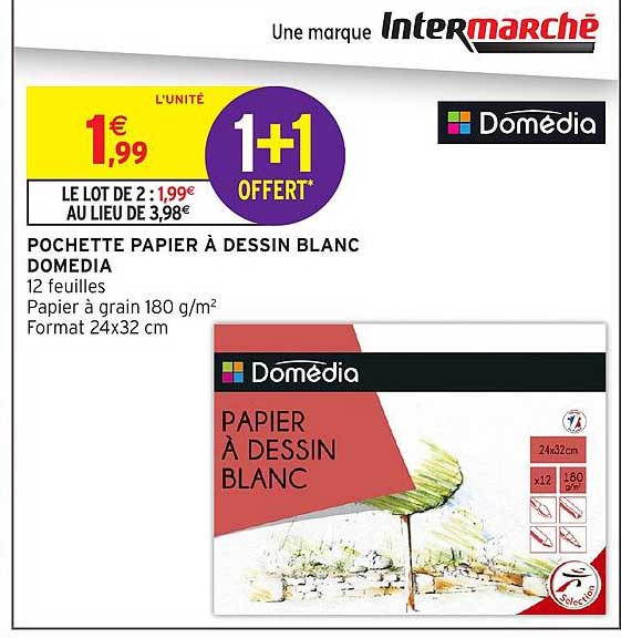 POCHETTE PAPIER À DESSIN BLANC DOMEDIA